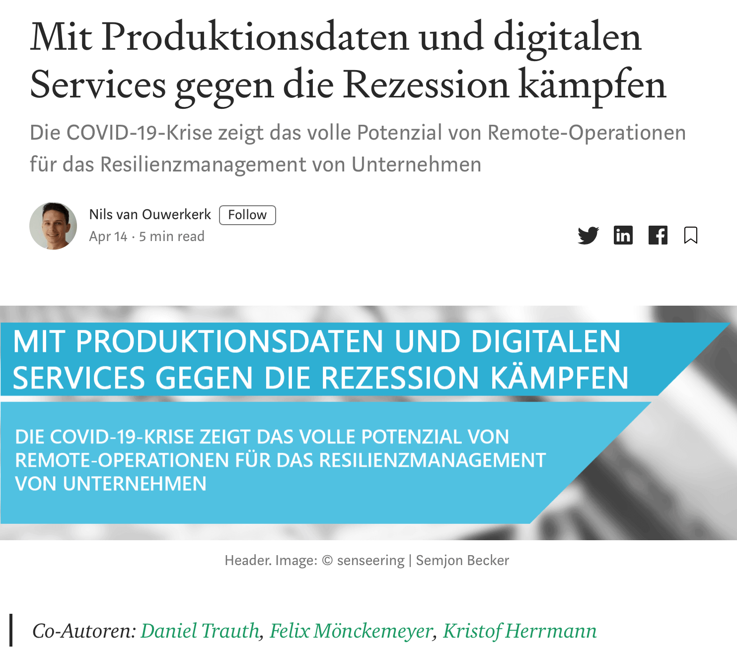 Mit Produktionsdaten und digitalen Services gegen die Rezession kämpfen