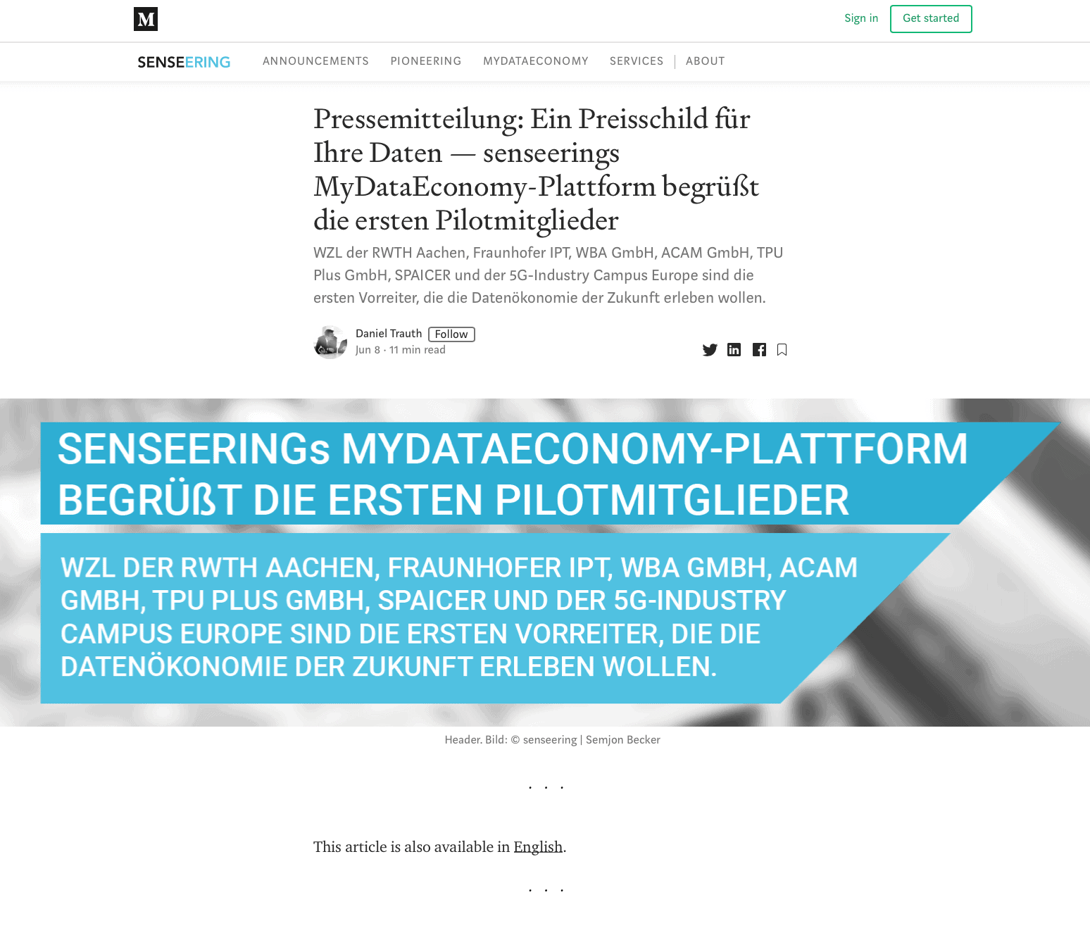 Ein Preisschild für Ihre Daten — senseerings MyDataEconomy-Plattform begrüßt die ersten Pilotmitglieder
