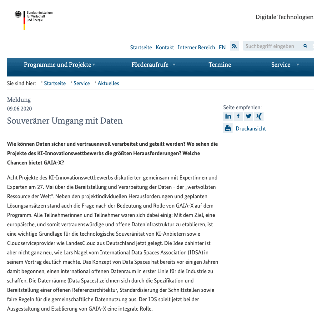 GAIA-X: Souveräner Umgang mit Daten