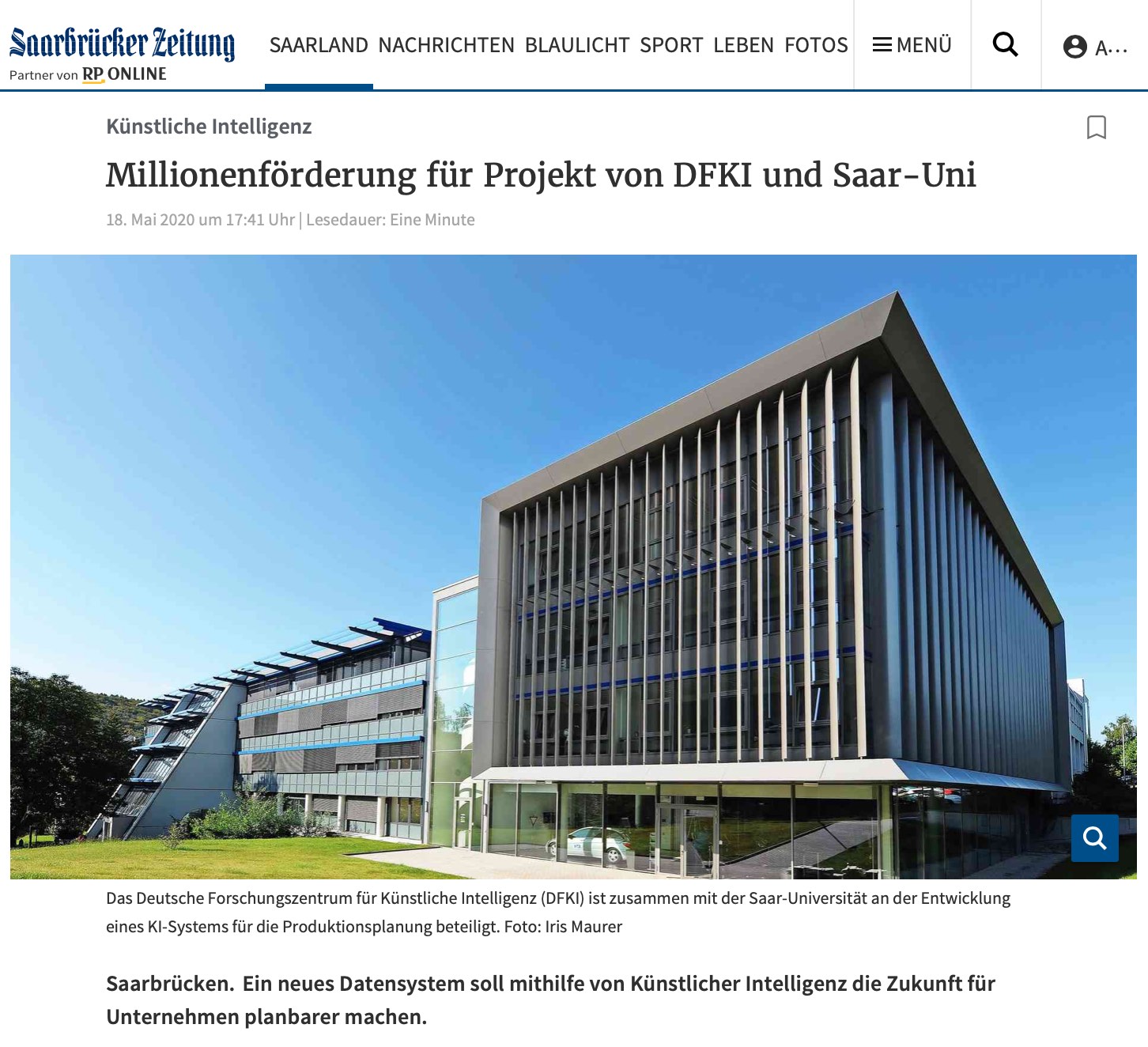 Saarbrücker Zeitung vom 19. Mai 2020