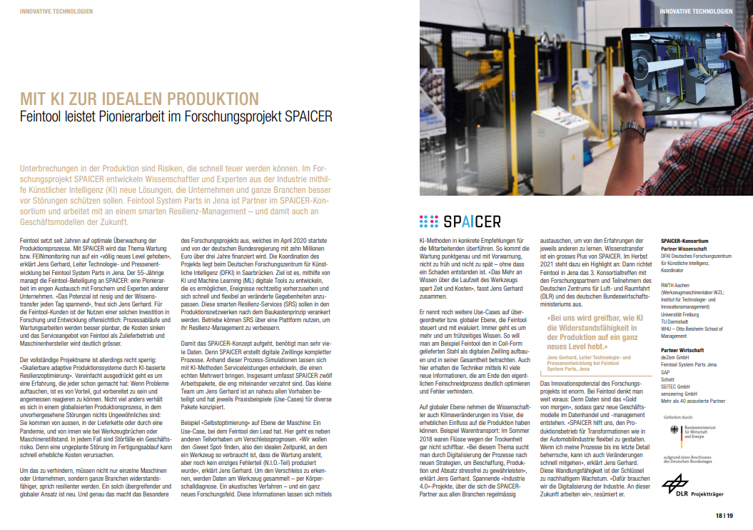 Feintool leistet Pionierarbeit im Forschungsprojekt SPAICER